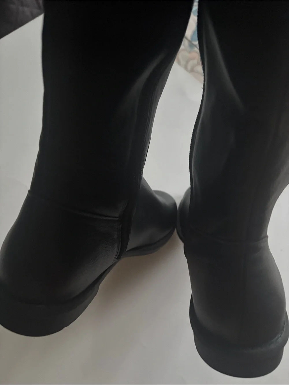 Black  knee high wide calf dual Zip Riding Boots
